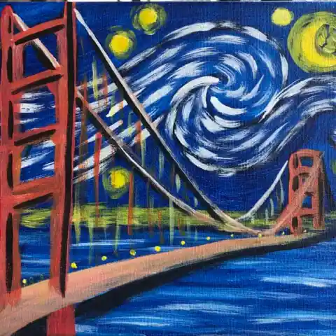 a painting of a blue wall